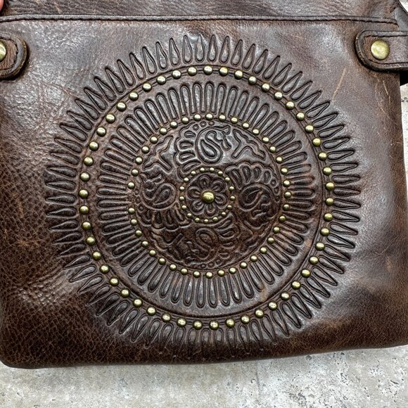 Patricia Nash Crossbody Bag Brown Leather Tooled Embossed Distressed Francesca - Picture 9 of 16
